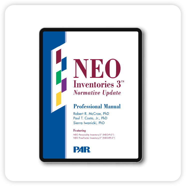 NEO manual cover displayed on a table